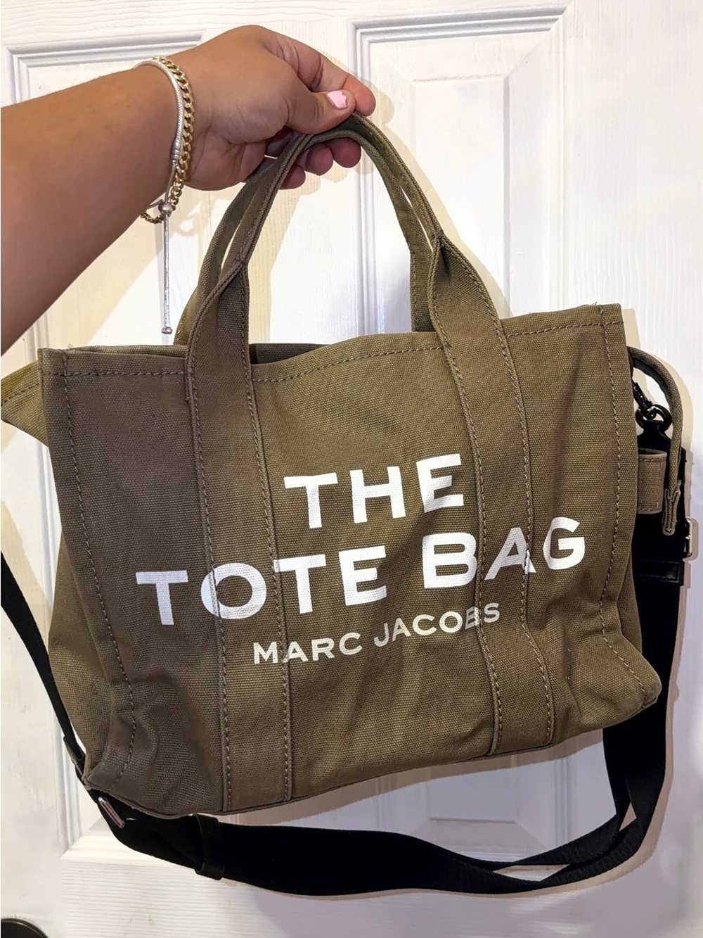 Marc Jacobs Olive Canvas 'The Tote Bag' with Black Strap